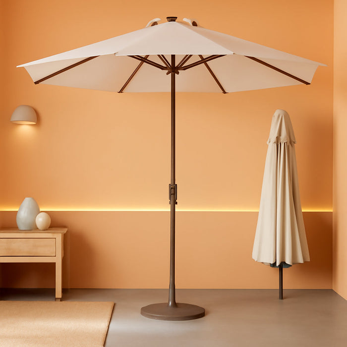 9FT Patio Umbrella, Outdoor Table Umbrella with Rope Pulley Lift, 3 Adjustable Heights, Market Umbrellas for Backyard, Pool and Deck, UPF50+
