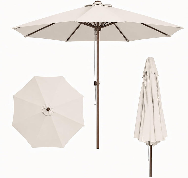 9FT Patio Umbrella, Outdoor Table Umbrella with Rope Pulley Lift, 3 Adjustable Heights, Market Umbrellas for Backyard, Pool and Deck, UPF50+