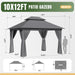 Outdoor Gazebo for Patio 10X12, Metal Frame Canopy with Double Roofs, Heavy Duty Party Tent and Shelter with Mosquito Netting and Privacy Screen for Backyard, Lawn, Garden, Deck