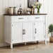 48 Inch Buffet Cabinet with Storage, off White&Walnut