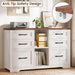 Farmhouse Lateral File Cabinet with 6 Drawers, Rustic White