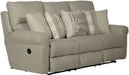 Eastland Lay Flat Reclining Sofa in Beige Fabric with Accent Pillows