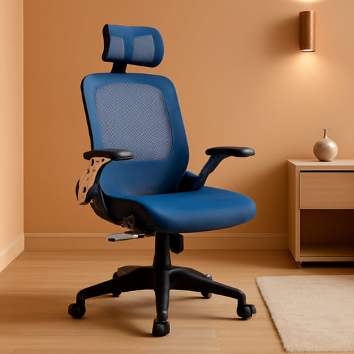 Adjustable Blue Mesh Desk Chair, Ergonomic, Lumbar Support