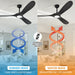 Black Ceiling Fan with Light 52 Inch, Outdoor Ceiling Fans with Lights and Remote for Indoor Bedroom Living Room Patios Gazebo Modern Wooden 3 Blade Propeller Wet Rated Reversible DC Fan