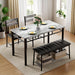 Dining Table Set for 4, Kitchen Table with Upholstered Bench and 2 Chairs, Kitchen Table and Chairs Set for Small Space, Apartment, Grey