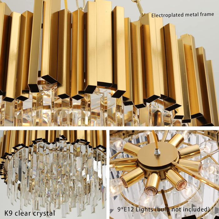 Gold Modern Crystal Chandelier 22In Timeless Elegance