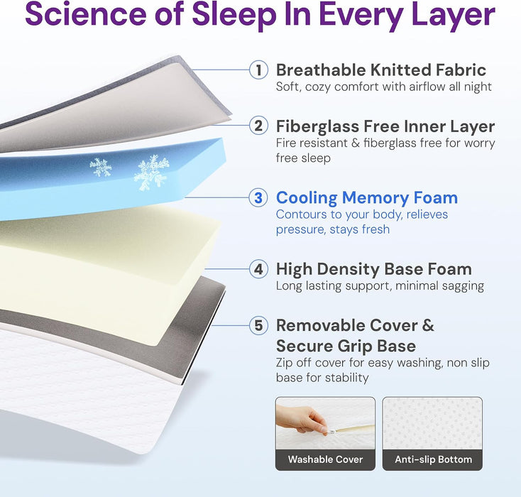 Full Size 8 Inch Cooling Gel Memory Foam Mattress, Medium Feel