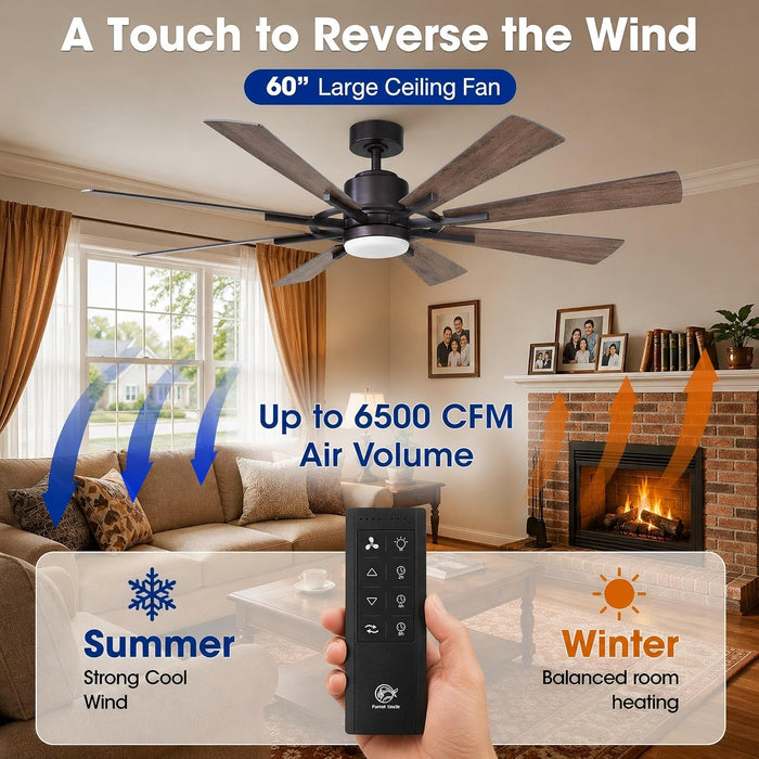 60 Inch Ceiling Fan with Light and Remote Farmhouse Windmill Chandelier Fan
