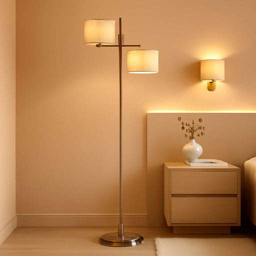 67" Unique Floor Lamp with Rotatable Linen Shade and Led Bulb