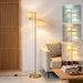 67" Unique Floor Lamp with Rotatable Linen Shade and Led Bulb