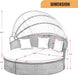 Patio Furniture round Outdoor Daybed with Retractable Canopy Wicker Rattan Sectional Sofa for Lawn Garden Backyard Pool, Beige