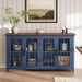 63" Sideboard Buffet Cabinet with Storage and 4 Tempered Glass Doors
