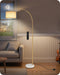 75" Dimmable Gold Arc Floor Lamp with Marble Base, Adjustable Height, Beige