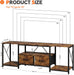 TV Stand for Tvs up to 75 Inch, Entertainment Center with Fabric Drawers, TV Media Console Table with Open Storage Shelves for Living Room, Bedroom, Rustic Brown