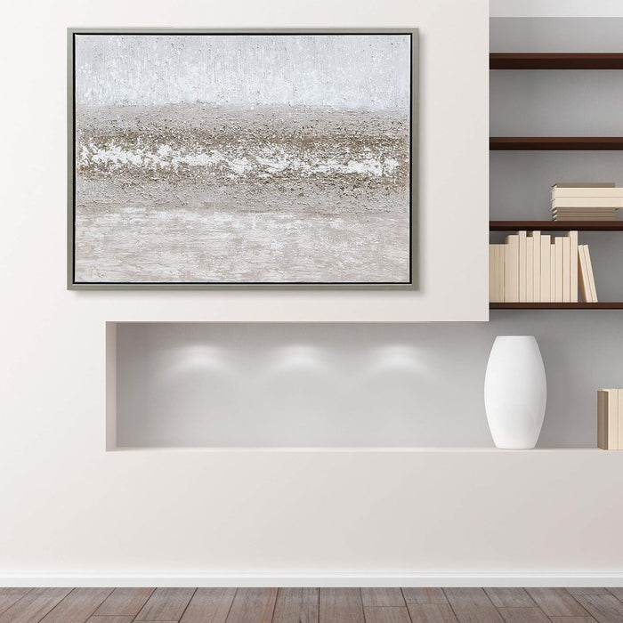 Abstract Wall Art Textured Hand Painted Canvas by Martin Edwards, Champagne Silver Frame, 40" X 30", Sandpath