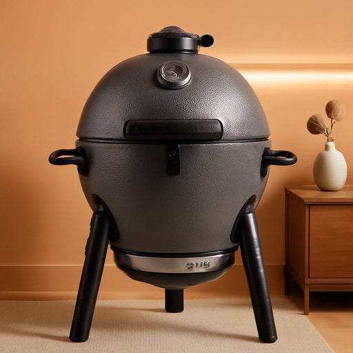 ® AKORN® Jr. Portable Kamado Charcoal Grill and Smoker with Cast Iron Grates and Locking Lid with 155 Cooking Square Inches in Ash, Model E86714