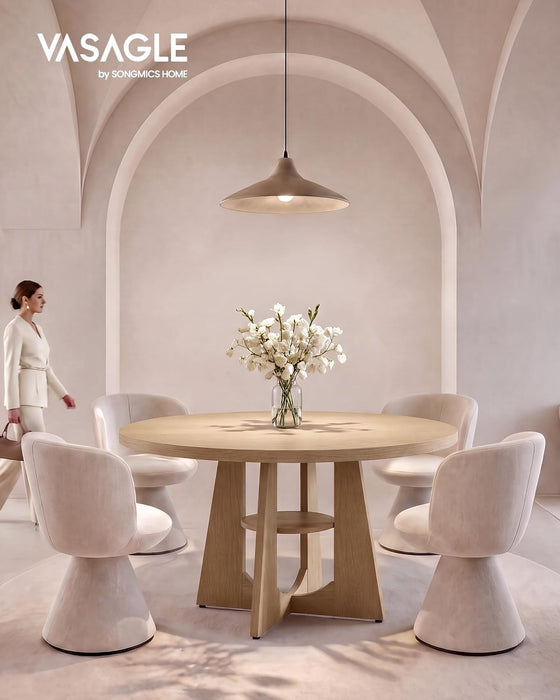 47-Inch round Dining Table for 4-6 People, Pedestal Kitchen Table