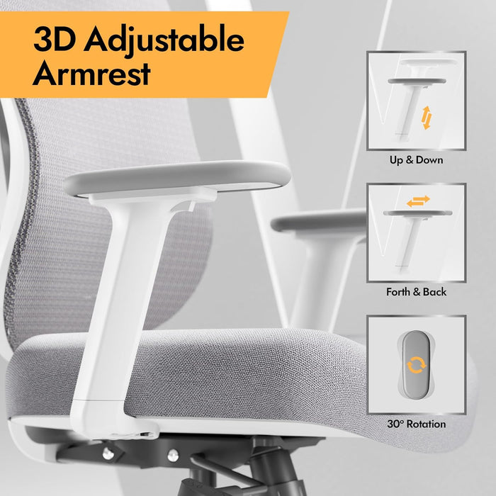 Ergonomic Mesh Office Chair, V Back Desk Chair with 2D Headrest