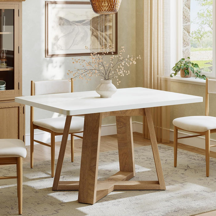 47Inch Dining Table White Brown SpaceSaving Design