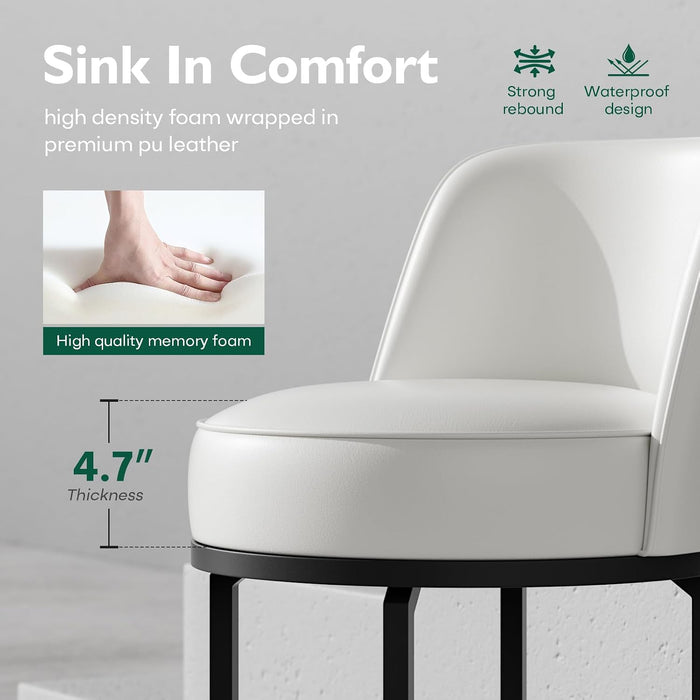 26" White Counter Height Bar Stools Set of 4, Anti-Pinch Swivel