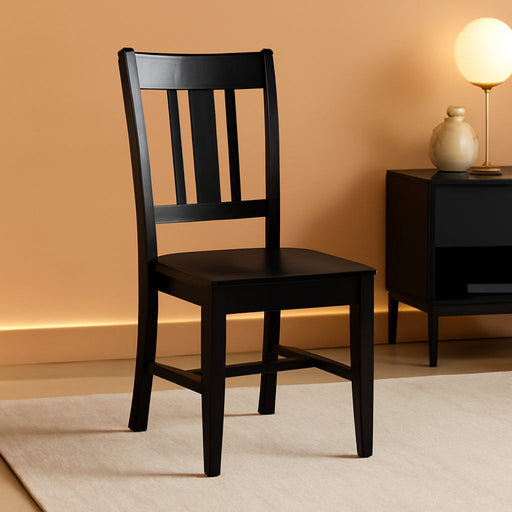 , Set of Two San Remo Splatback Dining Chairs, Black, 225Lbs Wt Capacity, Solid Real Wood, Sturdy Parawood, Black