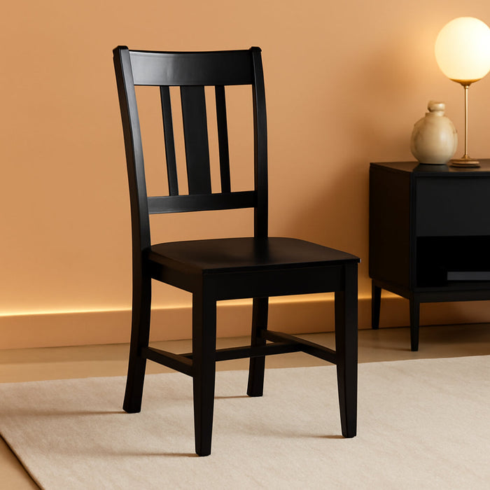 , Set of Two San Remo Splatback Dining Chairs, Black, 225Lbs Wt Capacity, Solid Real Wood, Sturdy Parawood, Black