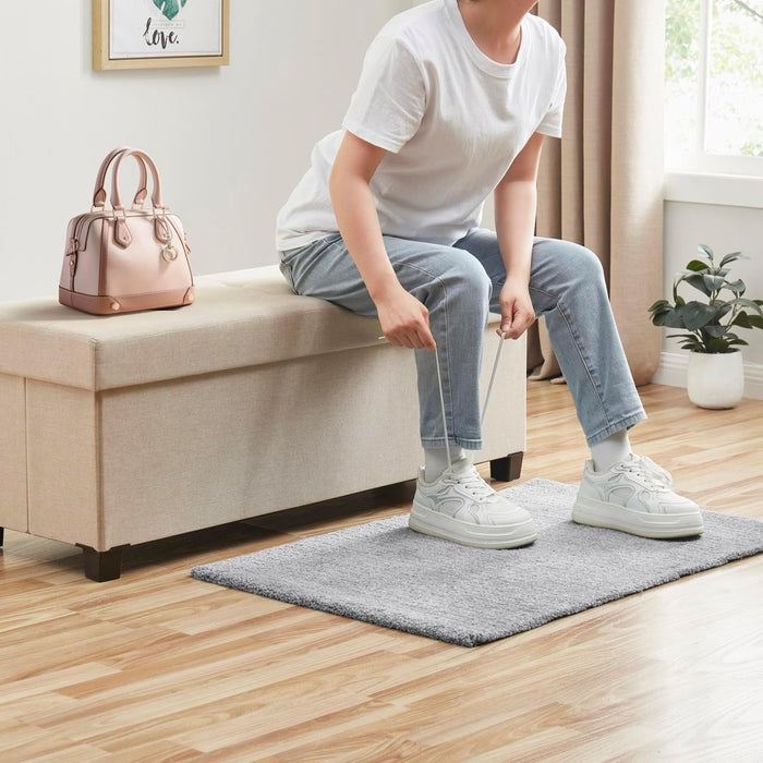 43 Inch Storage Ottoman, Large Storage Bench, Ottoman with Storage with Legs, Foot Rest Stool, Bedroom Bench - Beige