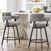 Counter Height Bar Stools with Full Back – Swivel Counter Stools Set of 2 with Linen Padded Back, Metal Footrest, Modern Barstools for Kitchen Counter, Island, Dining Room, Grey 24 Inch