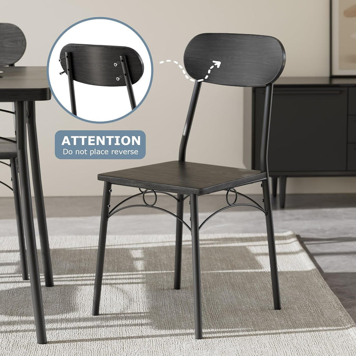 Dining Table Set for 4, 5-Piece Kitchen Table with 4 Chairs, MDF Board Tabletop with Metal Frame for Small Space, Compact Dinette, Breakfast Nook, Black