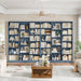 Blue Triple Wide Freestanding Bookshelf 74Inch Tall