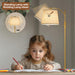 Fully Dimmable Floor Lamp for Living Room，Standing Lamp Rotary Switch with Linen Beige Shade，Golden Tall Lamps for Bedroom with Adjust Head，9W LED Bulb Included