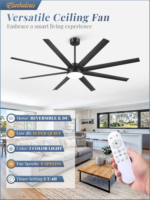 Contemporary Black Ceiling Fan With Integrated Lighting