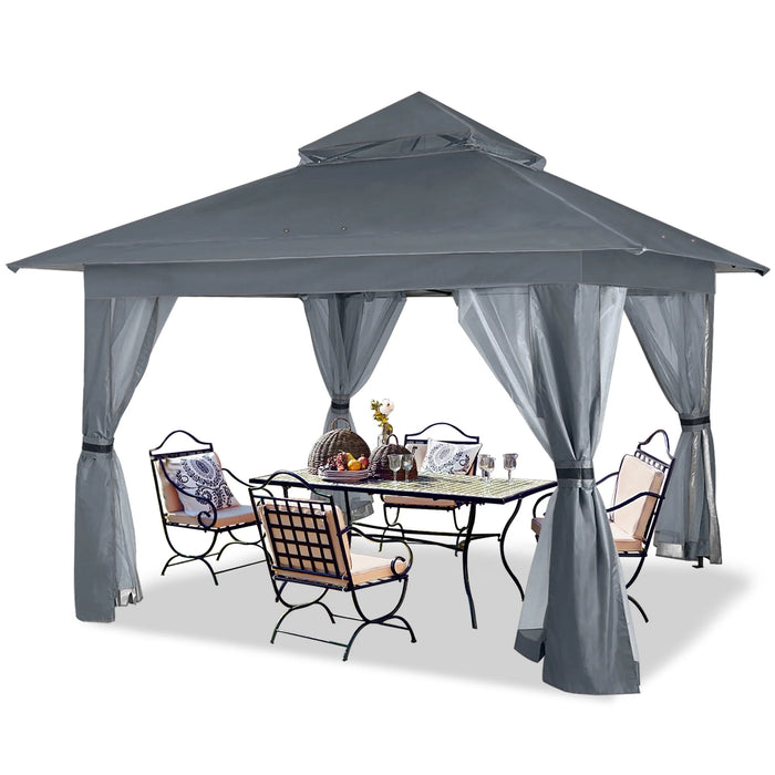 13'X13' Gazebo Tent Outdoor Pop up Gazebo Canopy Shelter with Mosquito Netting, Gray