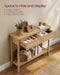 Console Sofa Table, Narrow Entryway Table, 2 Drawers, Open Storage Shelf, Rounded Corners, for Living Room, Boho Style, Oak Beige ULNT016YC01S
