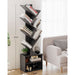 6 Tier Tree Bookshelf, Small Bookcase with Storage Cabinet, Modern Narrow Bookshelves Organizer, Floor Standing Book Shelf for Bedroom/Living Room/Home Office/Corner, Black