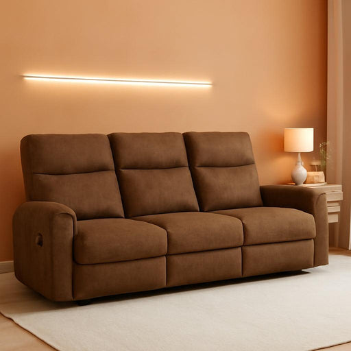 Edenwold Contemporary Faux Leather Manual Reclining Sofa, Dark Brown