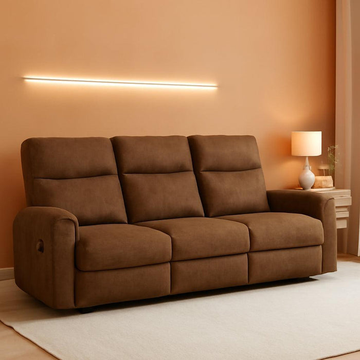 Edenwold Contemporary Faux Leather Manual Reclining Sofa, Dark Brown