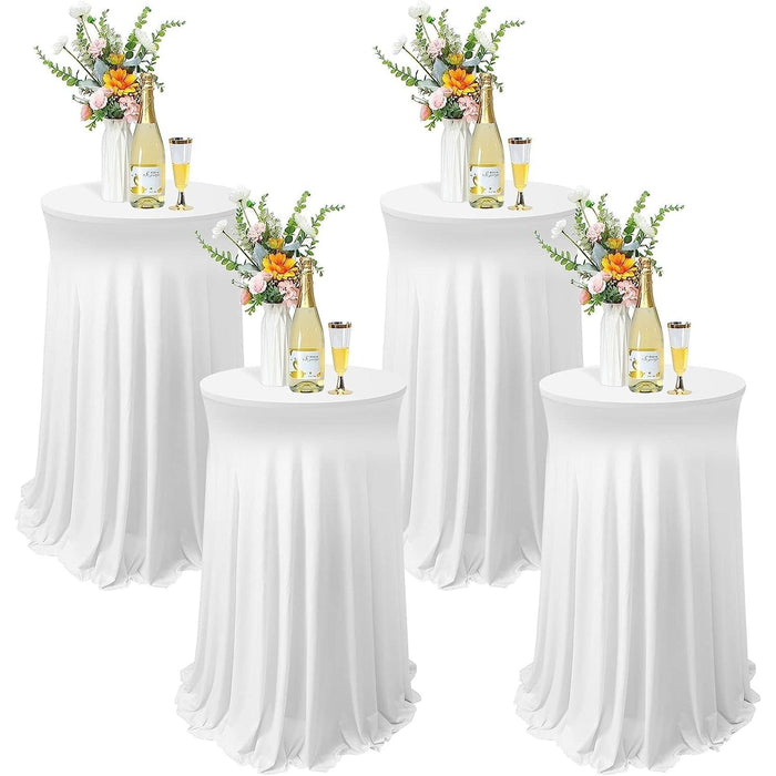 4 Pack Spandex Cocktail Tablecloths (White, 32 X 43″)