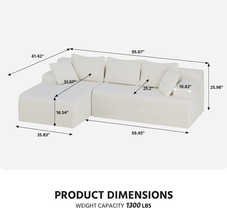 Beige 96 Inch Modular Sectional Sofa PlushCorduroy