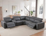 Power Recliner Sofa, Electric Reclining Sofa with Console & Dual Recliner, Leather Sectional Couch for Living Room, Grey