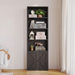 Bookshelf Bookcase with Doors, 6 Tier 71" Tall Wooden Storage Shelves Organizer, Floor Standing Display Cabinet Shelves, Home Decor Furniture for Home Office, Living Room, Bedroom, Black