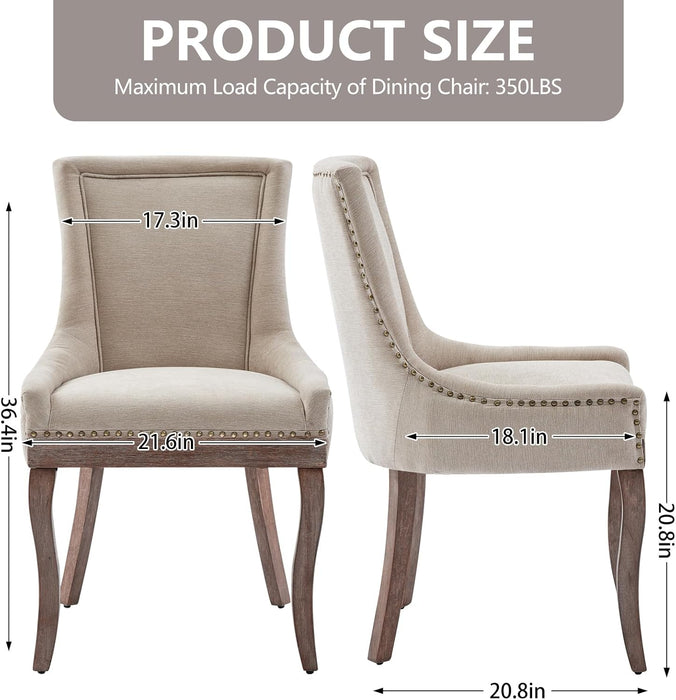 Modern Dining Chairs Set of 4, High Back Dining Chairs Side Chairs with Solid Wood Legs, Upholstered Fabric Dining Room Chairs for Dining Room Kitchen, Beige