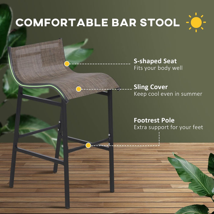 3 Piece Bar Height Outdoor Bistro Set for 2, round Patio Pub Table 2 Bar Chairs with Comfortable Design & Strong Build, Tan