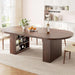 78.7" Dining Table for 6-10 People, Oval Dining Room Table with 3-Tier Storage Shelf, Modern Wood Kitchen Tables with Heavy Duty Pedestal Base for Home, Dining Room, Walnut