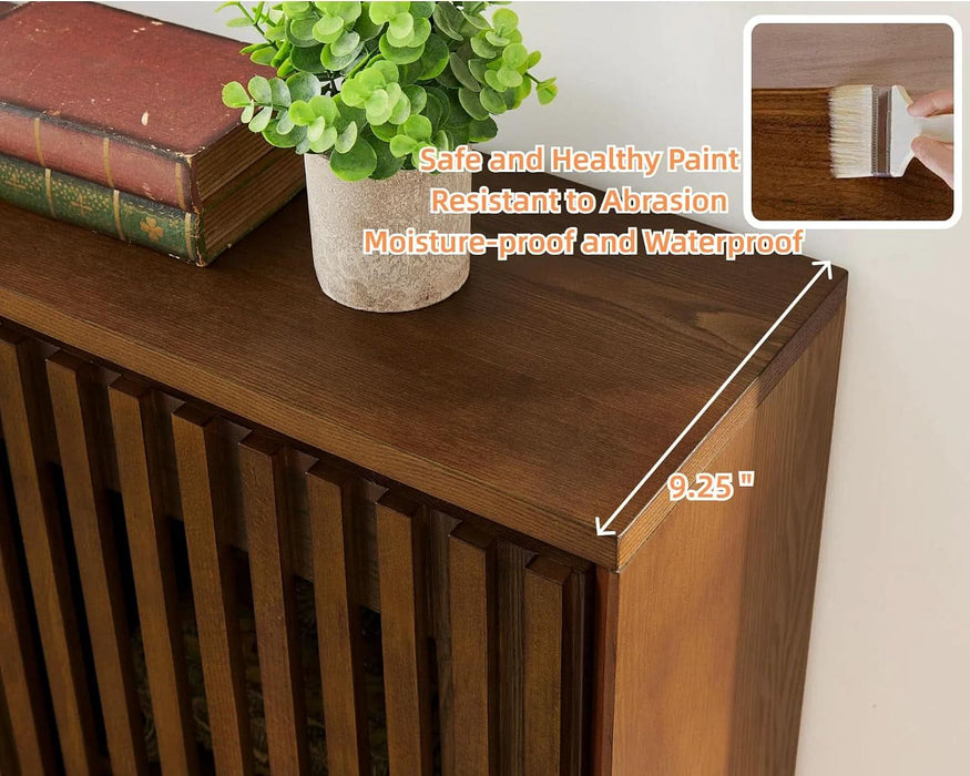 39" Walnut Narrow Sideboard Buffet Storage Cabinet for Entryway