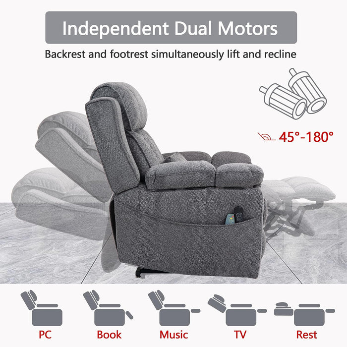 Big Man Power Lay Flat Lift Recliner Chair,Grey