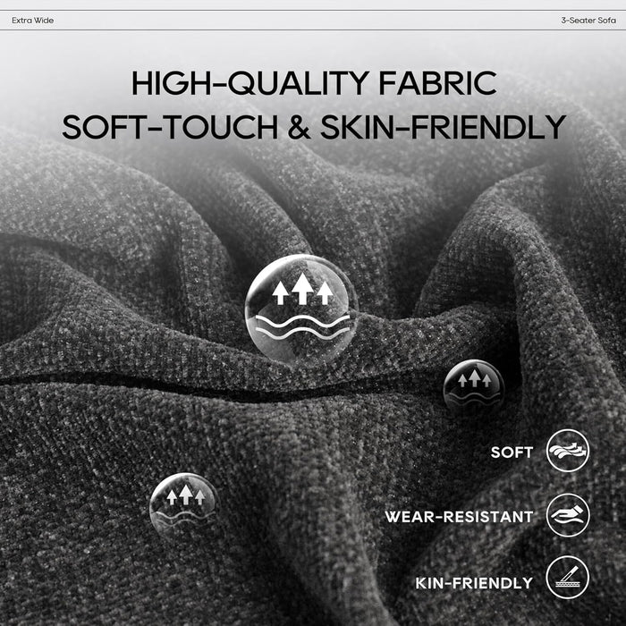 144" Cloud Sectional Couch with Ottoman,Modular Sectional Sofa with 3 Large Seat and 1 Ottoman for Living Room, Chenille, Gray