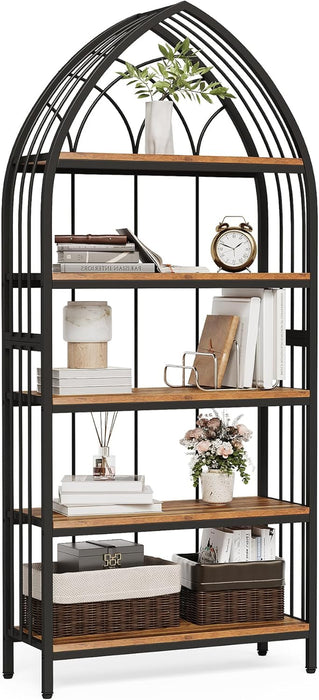 74.8" Tall Bookshelf, 5-Tier Heavy Duty Metal Rack, Large Load-Bearing Capacity, Versatile Shelf for Living Room, Kitchen, Bedroom, Bathroom, Study