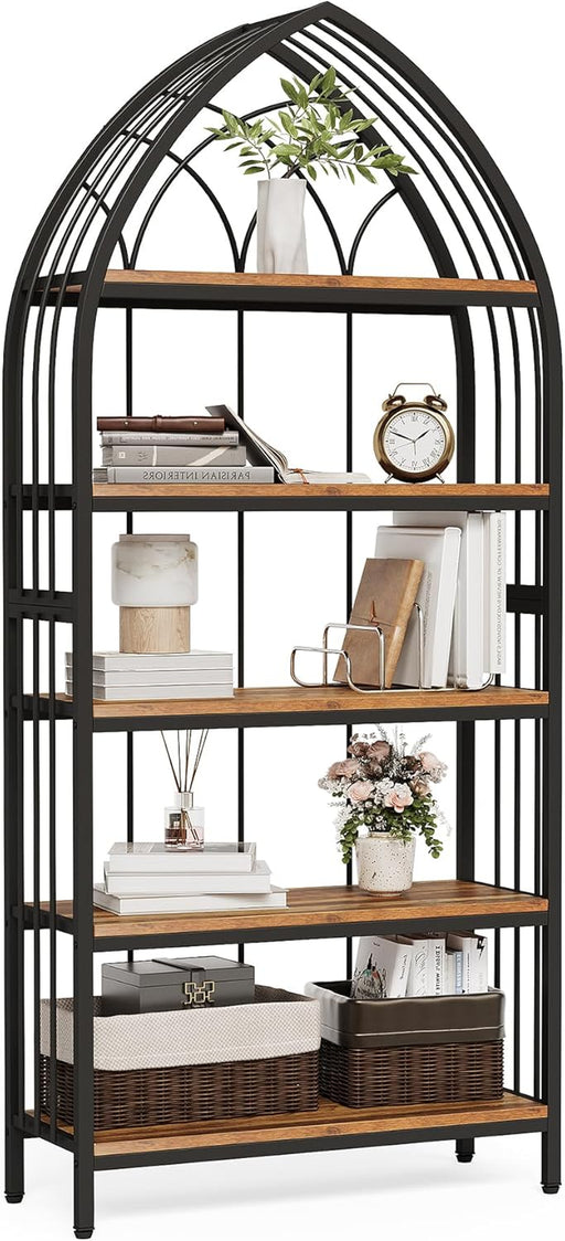74.8" Tall Bookshelf, 5-Tier Heavy Duty Metal Rack, Large Load-Bearing Capacity, Versatile Shelf for Living Room, Kitchen, Bedroom, Bathroom, Study