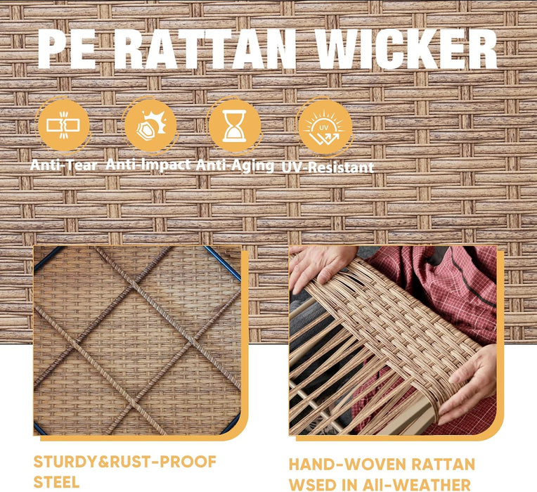 7 Piece Patio Furniture Set, Wicker Modular Outdoor Furniture with Thicker Cushions, Outdoor Couch Sofa for Garden, Poolside, Backyard, Beige